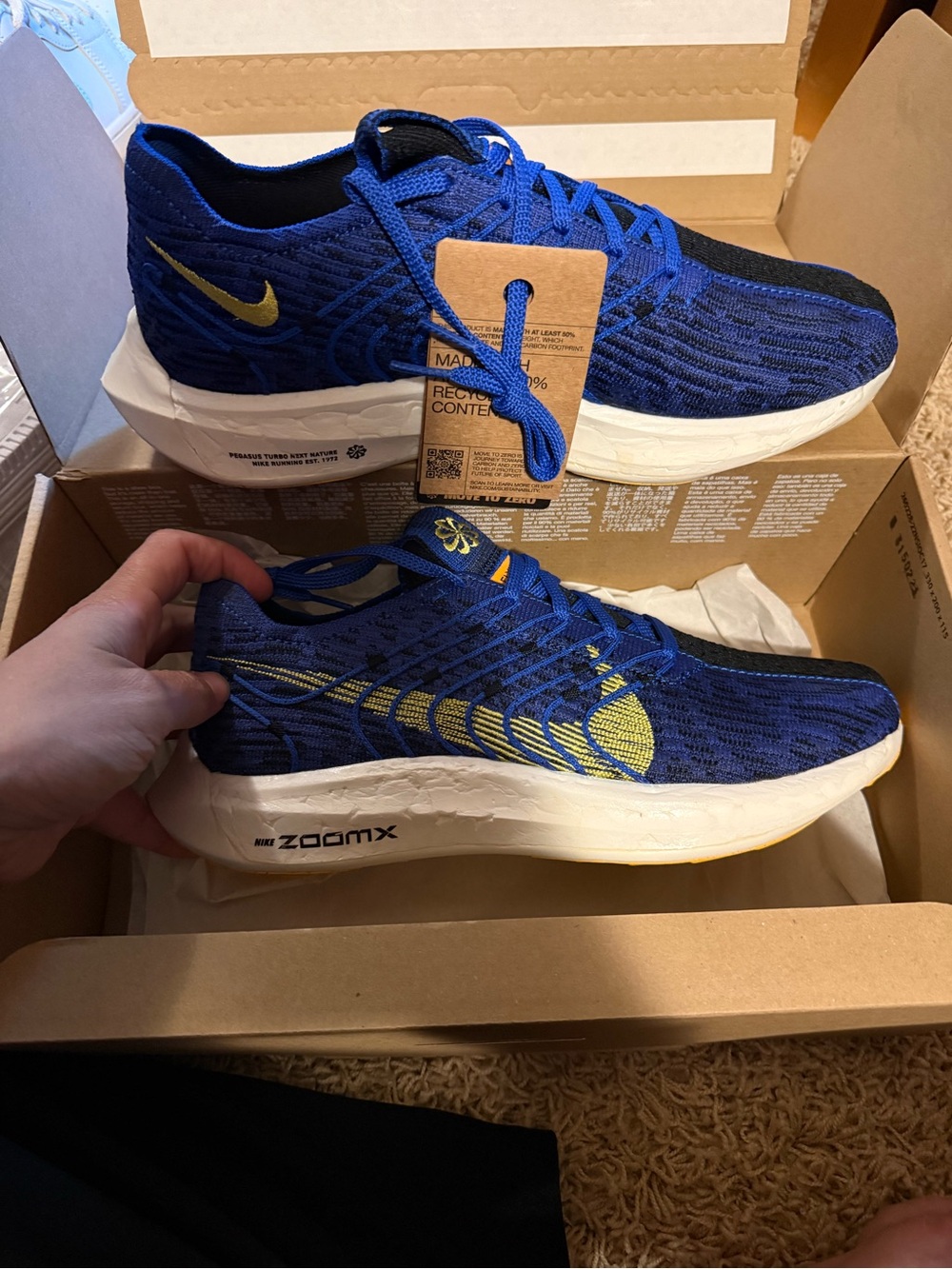 Nike Women’s Blue and Black Running Shoes with Yellow Accents